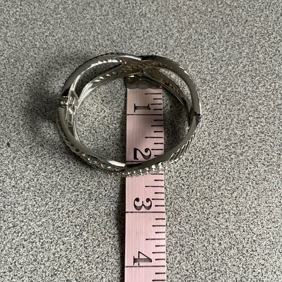 Silver Toned Metal Clear Rhinestone Bracelet - Picture 7 of 9